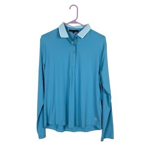 Greyson women’s long sleeve blue polo top size xl golf tennis preppy